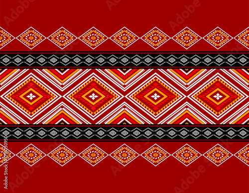 Geometric ethnic oriental seamless pattern traditional Design for background, carpet, wallpaper, clothing, wrapping, Batik, fabric, Vector, illustration, embroidery style, sadu, color.