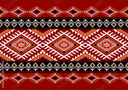 Geometric ethnic oriental seamless pattern traditional Design for background, carpet, wallpaper, clothing, wrapping, Batik, fabric, Vector, illustration, embroidery style, sadu, color.