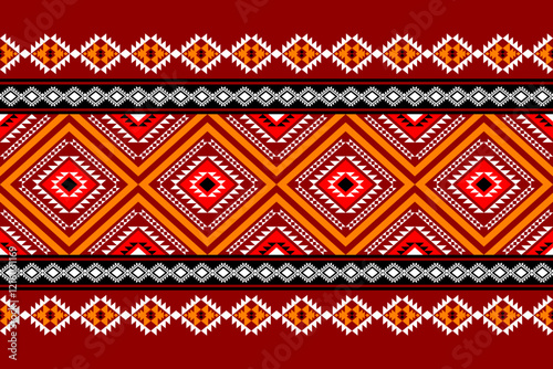 Geometric ethnic oriental seamless pattern traditional Design for background, carpet, wallpaper, clothing, wrapping, Batik, fabric, Vector, illustration, embroidery style, sadu, color.
