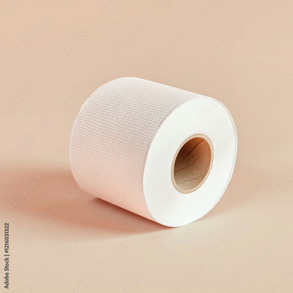 Soft toilet paper roll on beige background; hygiene product Soft toilet paper roll on beige background; hygiene product