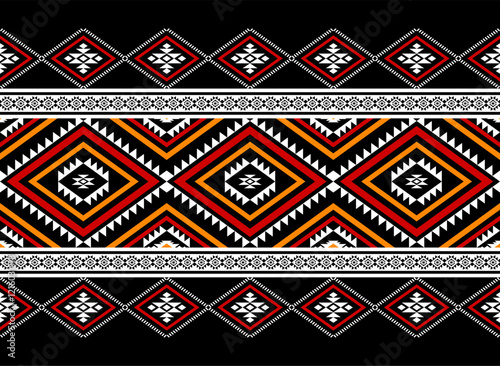 Geometric ethnic oriental seamless pattern traditional Design for background, carpet, wallpaper, clothing, wrapping, Batik, fabric, Vector, illustration, embroidery style, sadu, color.