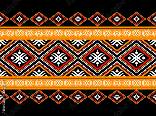 Geometric ethnic oriental seamless pattern traditional Design for background, carpet, wallpaper, clothing, wrapping, Batik, fabric, Vector, illustration, embroidery style, sadu, color.