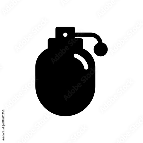 Perfume bottle with a spray nozzle and handle in classic design.
