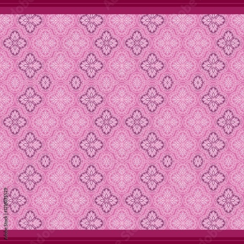 Beautiful designs decorate the tapestry of aesthetic beauty, and the blending of magenta and pinky tones create an elegant appearance. 
