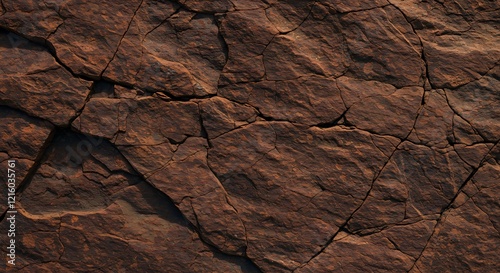 Dark red orange brown rock texture with cracks. Close-up. Rough mountain surface. Stone granite background for design. Nature.
