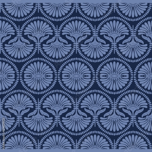 Beautiful designs decorate the tapestry of aesthetic beauty, and the blending of blue tones create an elegant appearance. 