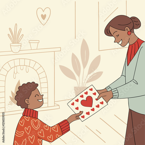 Valentines day holiday getting card with heart