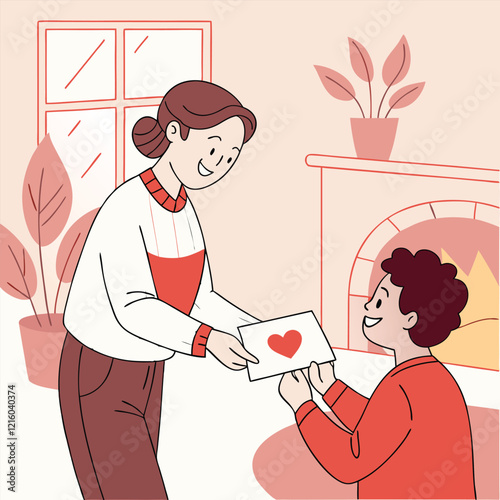 Valentines day holiday getting card with heart