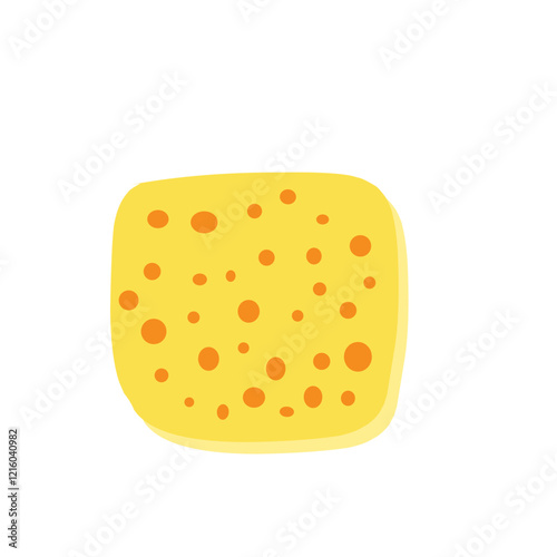 Flat design Illustration of cheese with holes in abstract shape 