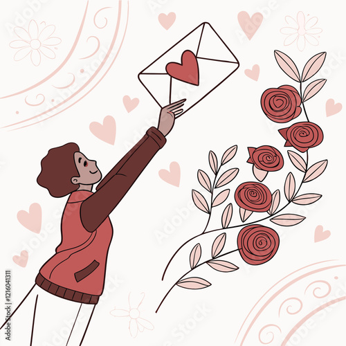 Valentines day holiday getting card with heart