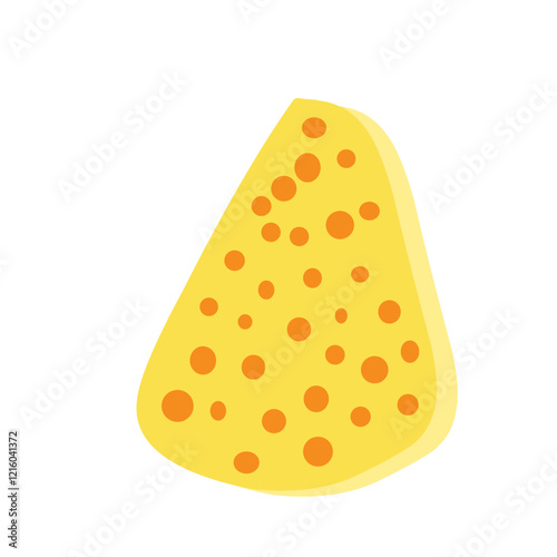 Flat design Illustration of cheese with holes in abstract shape 