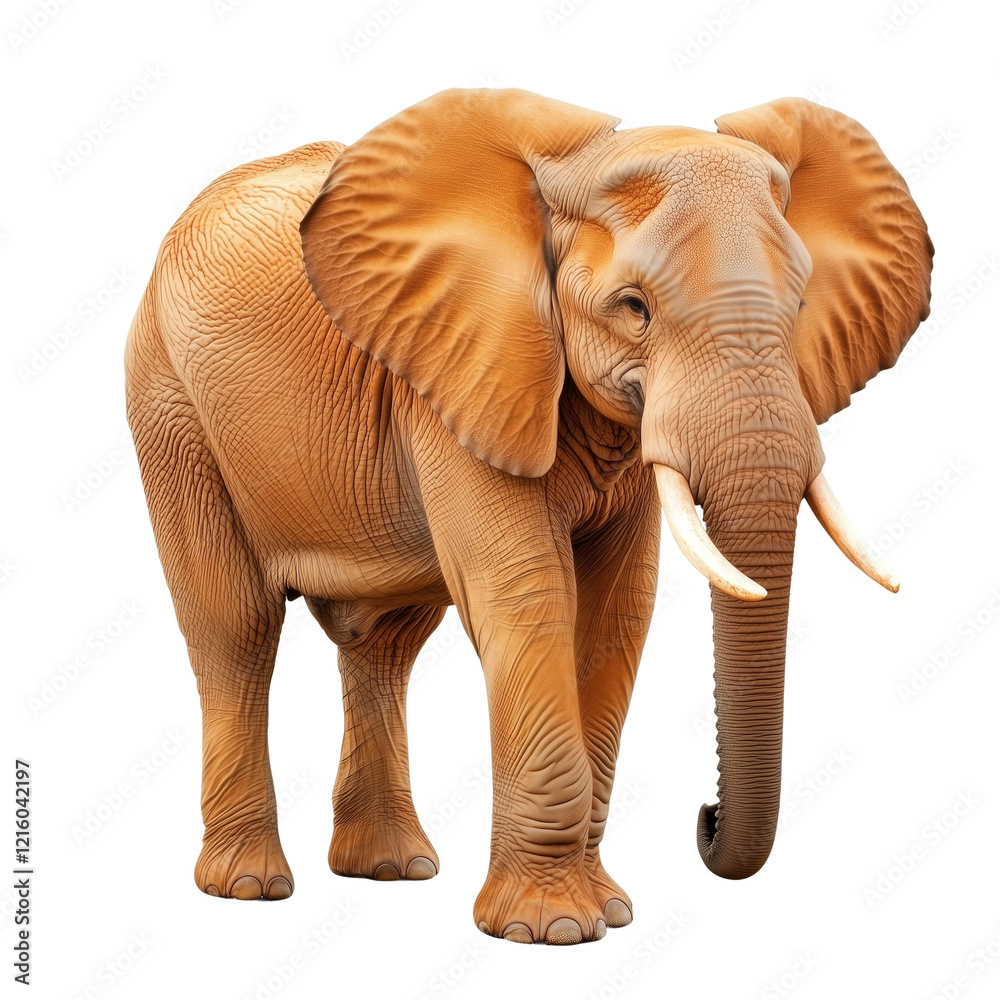 Obraz premium Realistic Elephant Portrait isolated on white or transparent background, png. Easy to place on any other background