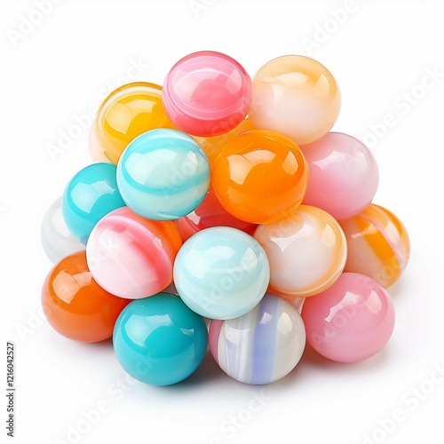pile of pastel marbles isolated on a white background 