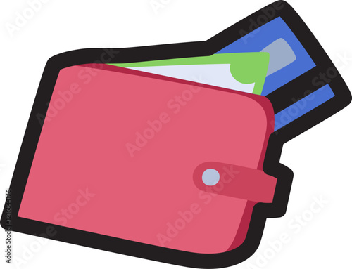 Wallet with banknotes and credit card