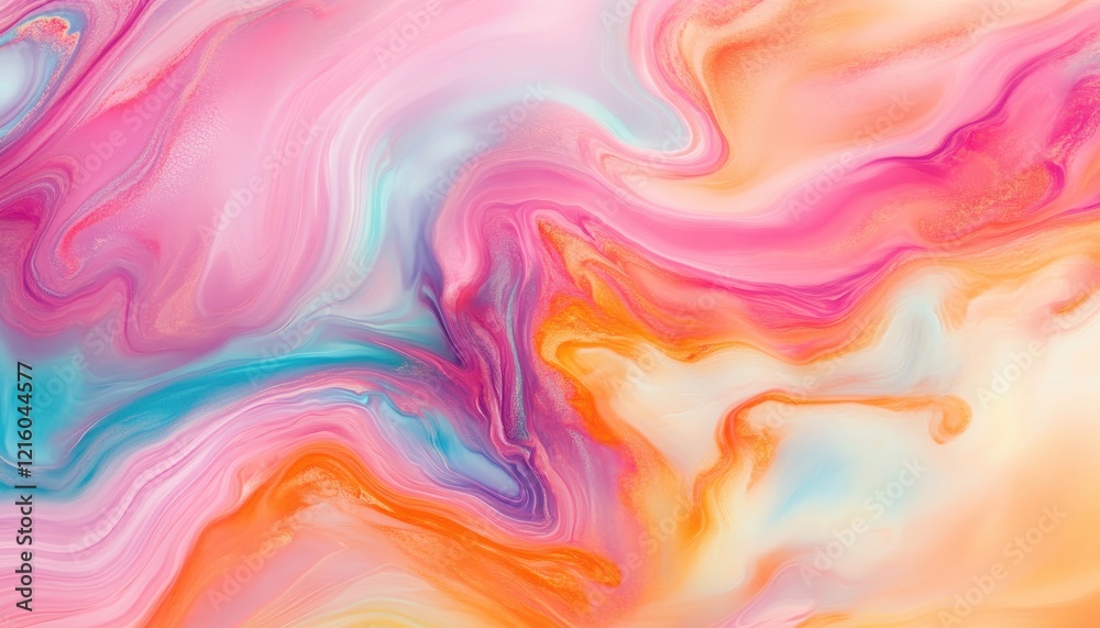 Obraz premium Abstract Swirling Pastel Colors Fluid Art Painting