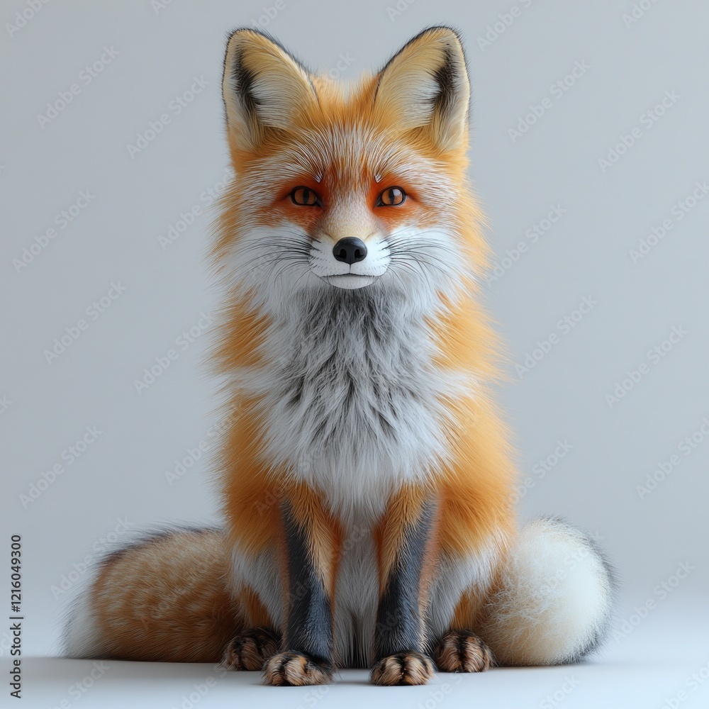 Fototapeta premium Realistic fox portrait with vibrant fur and expression