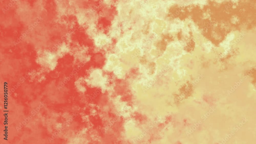 Orange and yellow paint blends forming cloudlike textures. Suitable for backgrounds, abstract art, creativity concepts, and artistic projects.