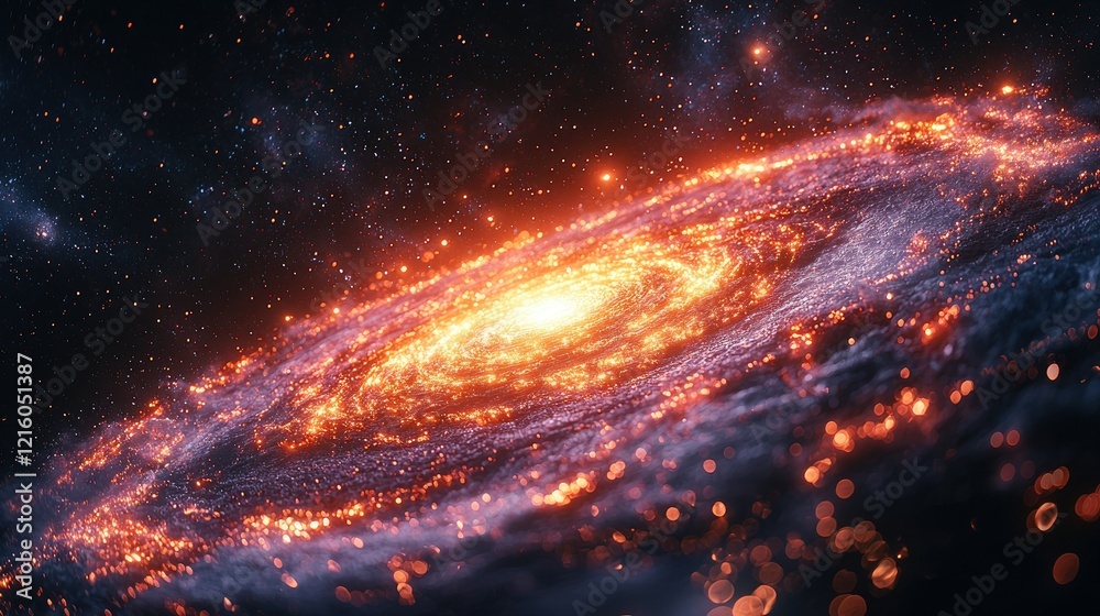 Fiery Galaxy: A Cosmic Dance of Stars and Nebulae Fiery Galaxy: A Cosmic Dance of Stars and Nebulae