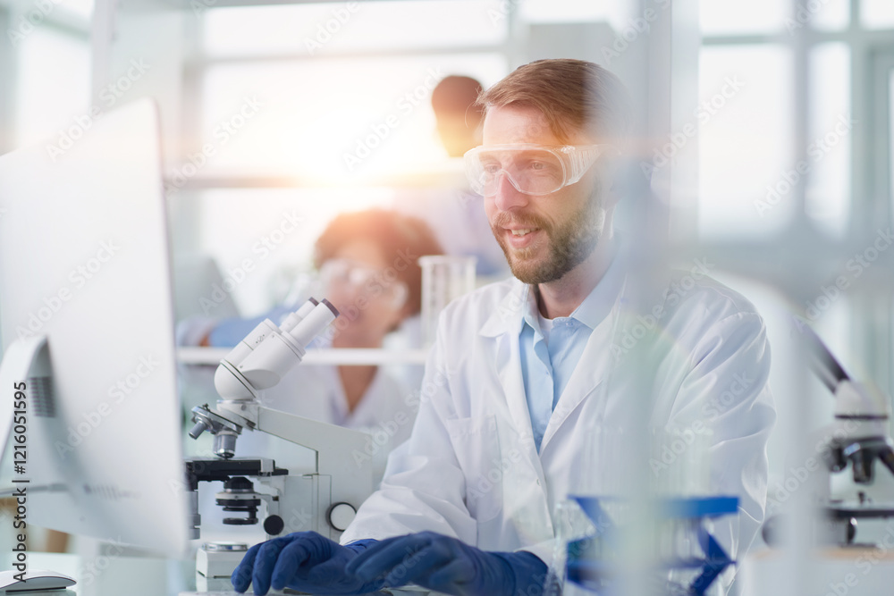 In a Modern Laboratory Research Scientist Conducts Experiments In a Modern Laboratory Research Scientist Conducts Experiments