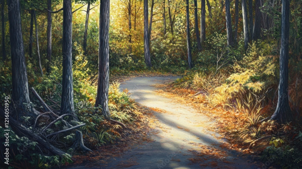 Fototapeta premium Forest Path in Golden Light