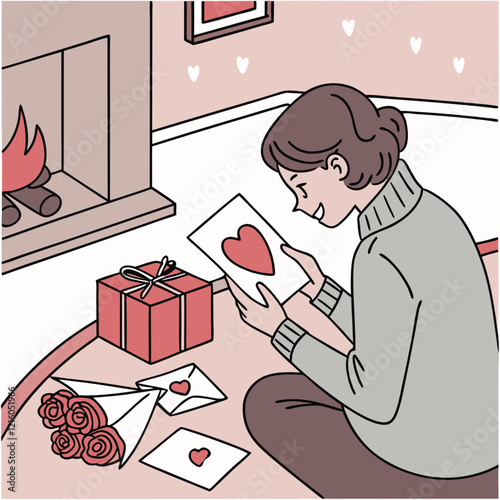 Valentines day holiday getting card with heart