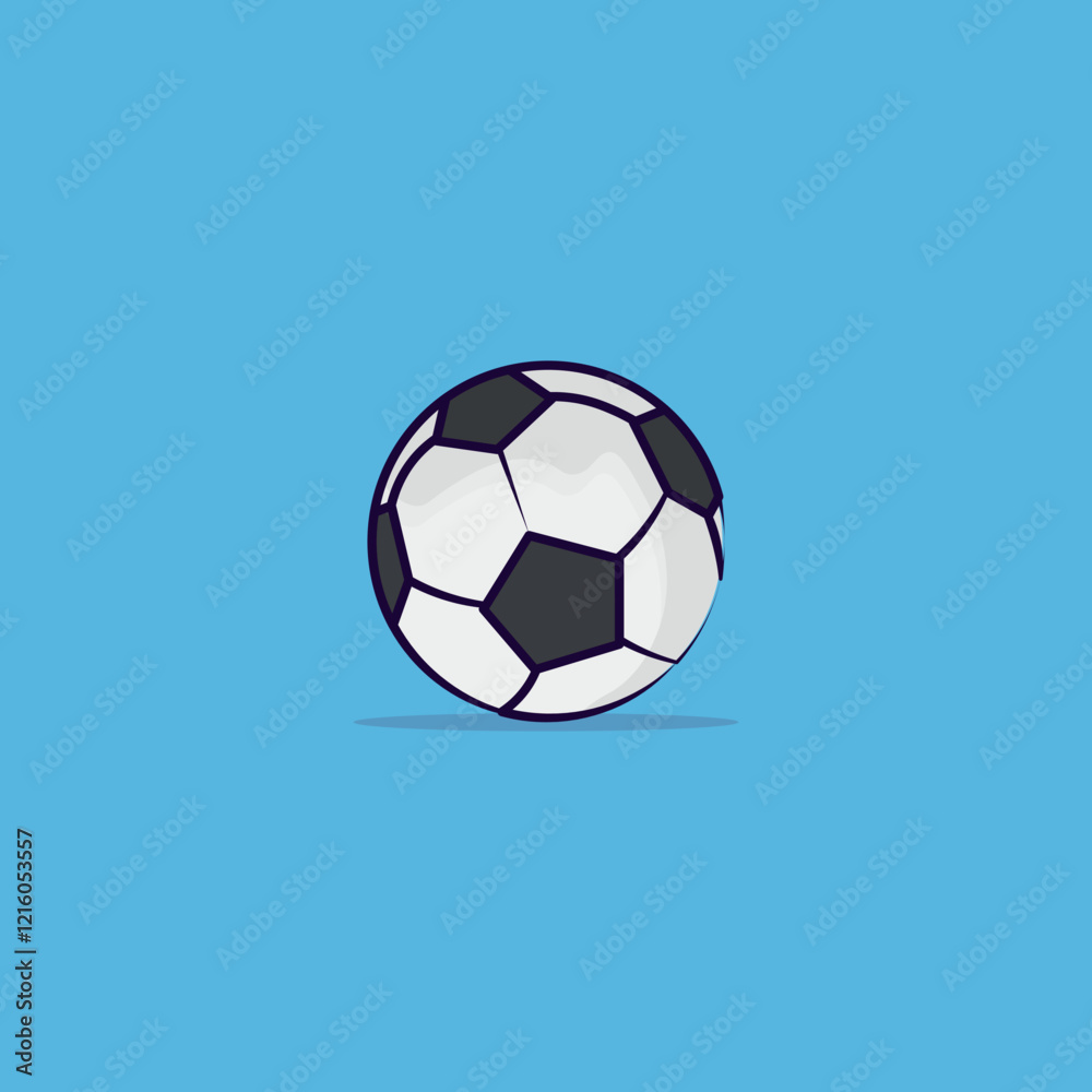 Obraz premium Football isometric style, soccer ball cartoon, black and white football.