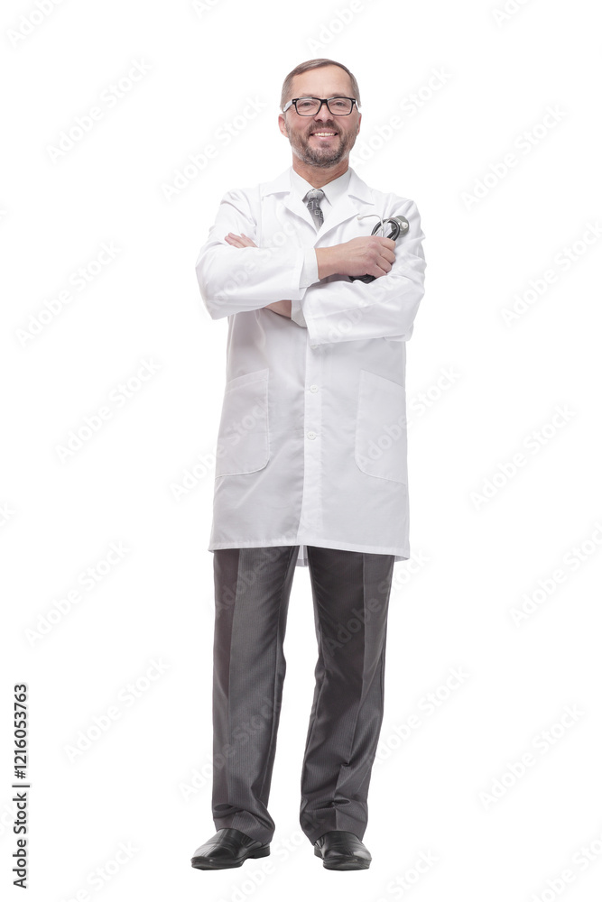 smiling doctor with a stethoscope in his hands smiling doctor with a stethoscope in his hands