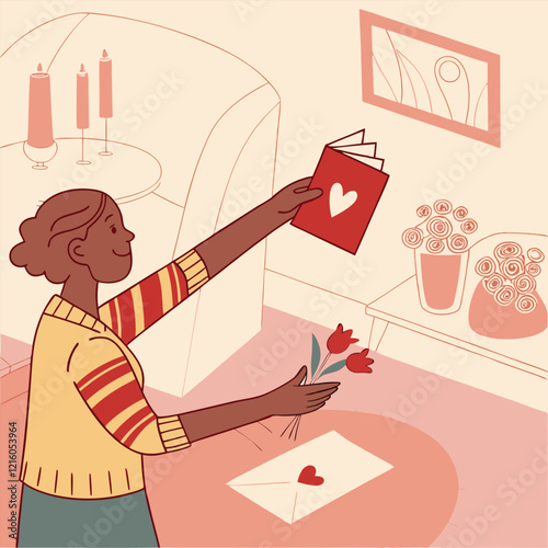 Valentines day holiday getting card with heart