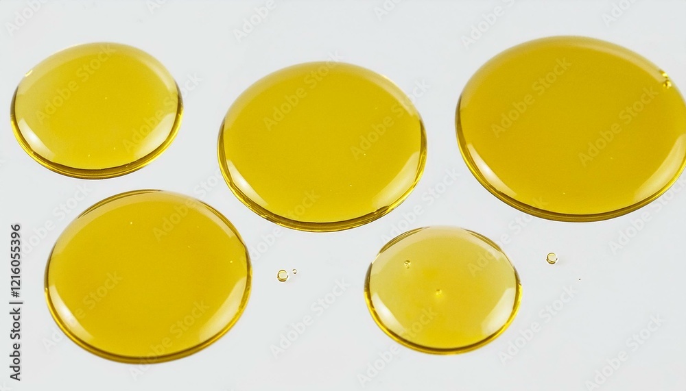Golden droplets of oil on a white background. Abstract texture. Golden droplets of oil on a white background. Abstract texture.