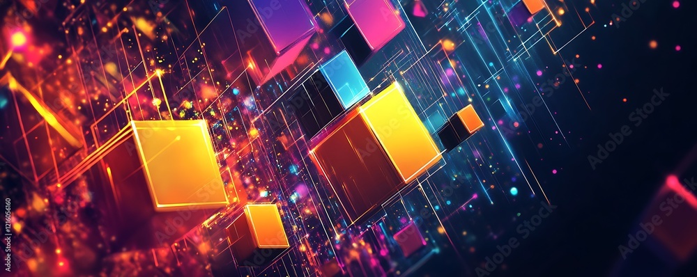 A creative layout of geometric designs bursting with radiant colors A creative layout of geometric designs bursting with radiant colors