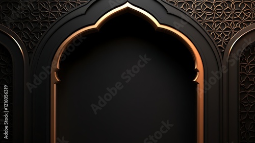 Elegant Black And Gold Islamic Archway Design