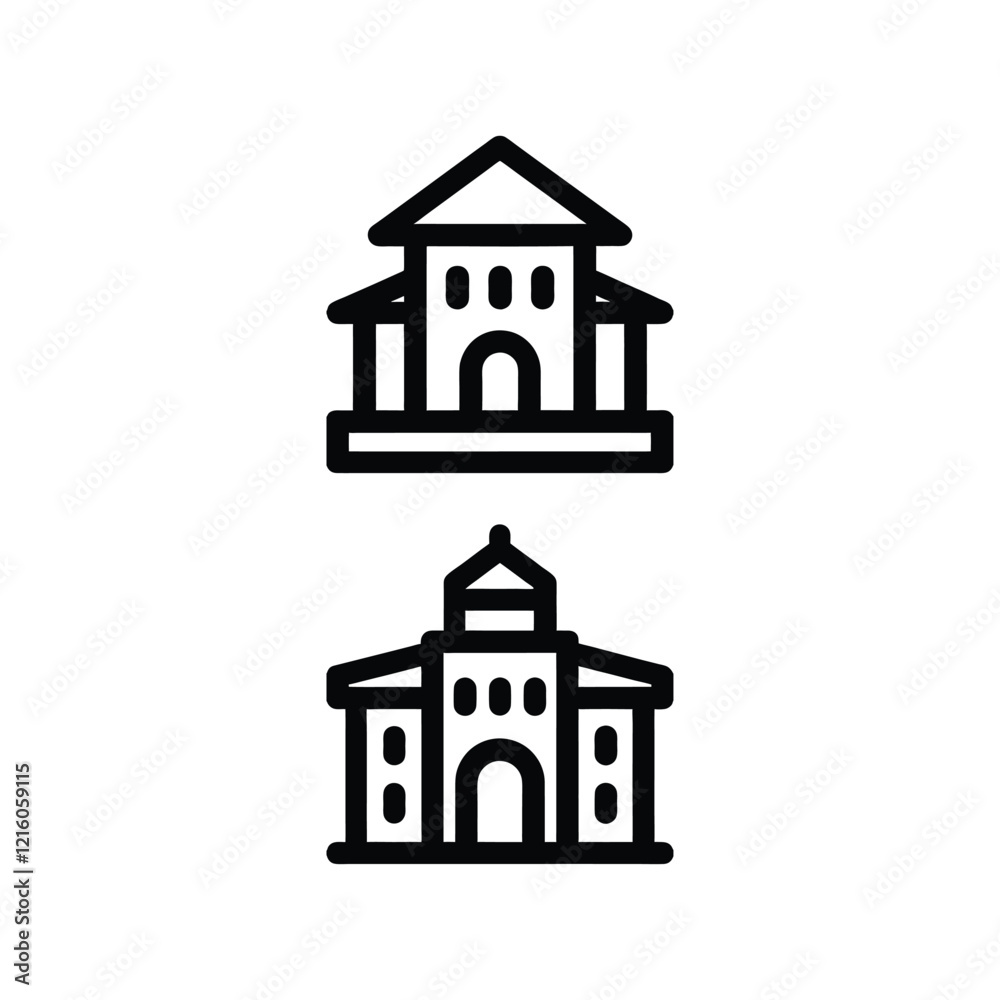 Building Icons Simple House Designs Architectural Symbols Building Icons Simple House Designs Architectural Symbols