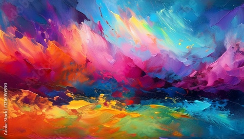 Wallpaper Mural colorful painting abstract art panorama background Hand drawn Torontodigital.ca