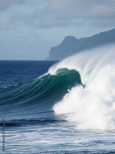 A big breaking Ocean wave on the north shore of Oahu Hawaii photo