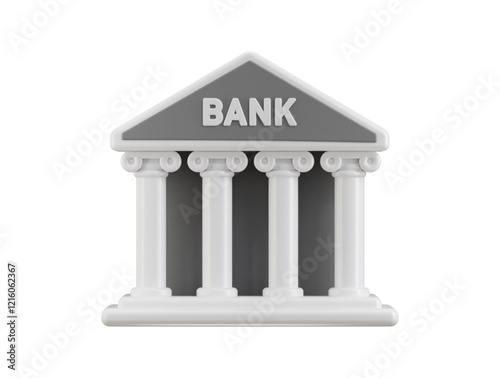 Bank building icon 3d render concept of bank deposit and withdrawal, transactions money service, banking financial icon vector illustration