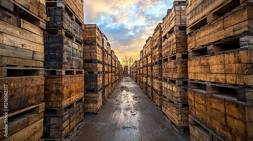 Wallpaper Mural Sunset at the Wooden Crate Warehouse Torontodigital.ca