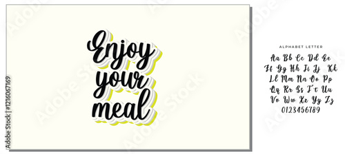 Enjoy your meal. Lettering. Ink illustration. t-shirt design.