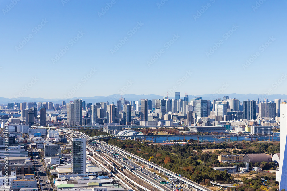 Naklejka premium 東京都心 空撮映像