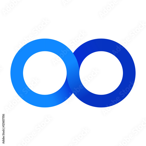 Blue infinity symbol logo, circular design symbolizing infinity with a modern 3D look and colorful elements for business branding