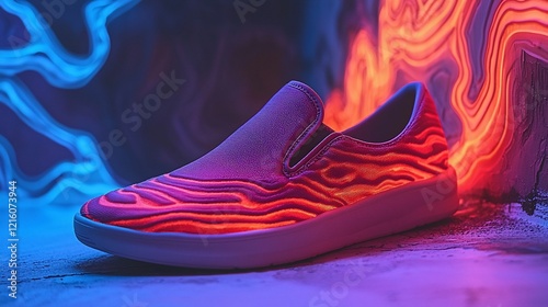 Neon Wave Slip-On Sneaker: A Futuristic Footwear Design