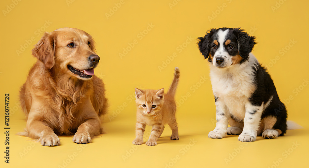 Fototapeta premium Adorable Pets Posing Together