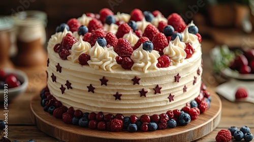 Wallpaper Mural A festive patriotic cake, beautifully adorned with stars and stripes, is perfect for national celebrations and holidays, generating feelings of pride and festivity Torontodigital.ca