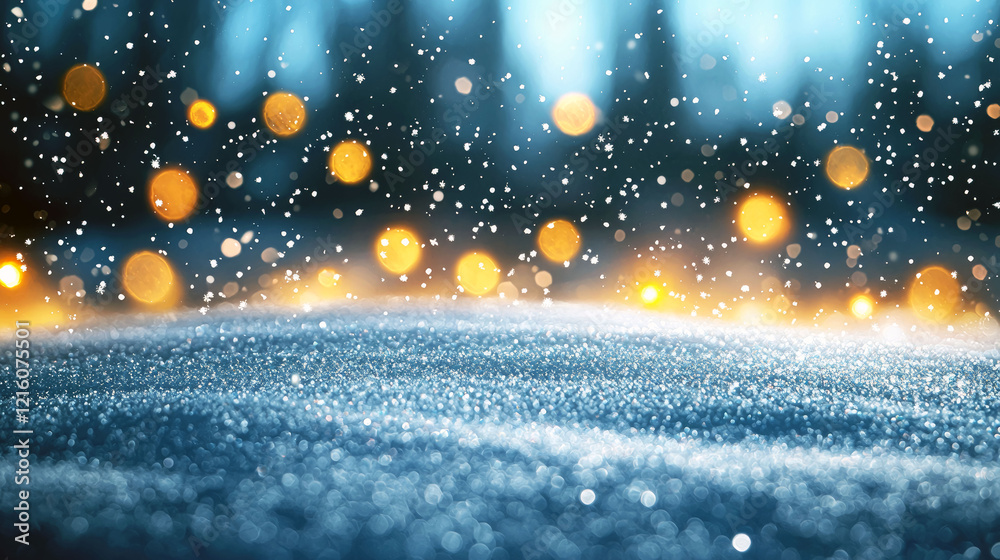 Obraz premium Winter Wonderland: Magical Snow Scene with Festive Lights