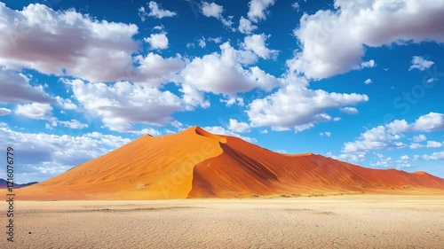 big orange dune with blue sky and clouds seamless looping overlay 4k virtual video animation background