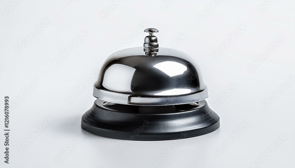 Shiny silver service bell on white background. Shiny silver service bell on white background.