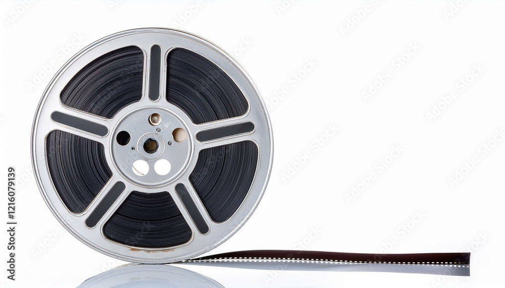 Fototapeta premium A reel of film on a white background.