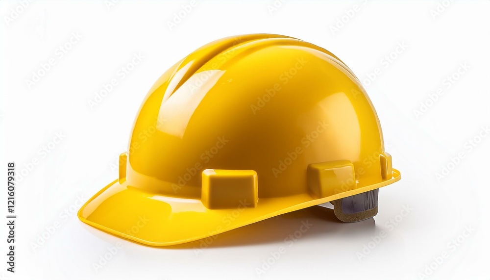 Fototapeta premium Bright Yellow Hard Hat on White Background