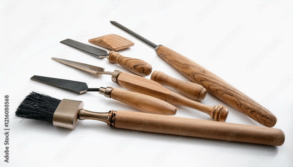 Fototapeta premium Wood carving tools with wooden handles.