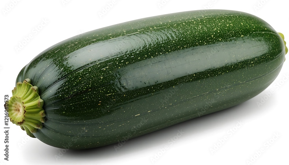 A single, large, dark green zucchini squash, isolated on a white background, showcasing its smooth skin and vibrant color, perfect for culinary use. A single, large, dark green zucchini squash, isolated on a white background, showcasing its smooth skin and vibrant color, perfect for culinary use.
