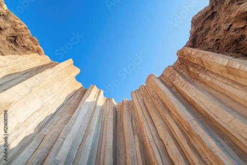 striking landscape of towering basalt columns formed by cooling lava showcasing power of natural geology photo